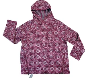 T by TALBOTS Womens XL Petite  ZIP SIDE SWEATER FLEECE HOODIE Snowflake Print - Picture 1 of 3