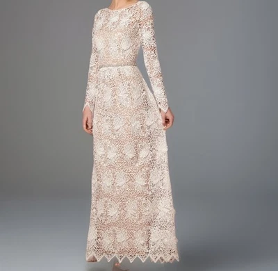 Maria Korovilas Landry Lace Wedding Dress Ivory Crochet Anthropologie Size 8 NWT - Image 1 of 4