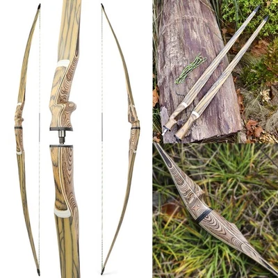 60" 62" 64" Takedown Longbow 20-50lbs Traditional Recurve Bow Hunting Archery - Image 1 of 4