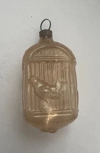VTG UNSILVERED EMBOSSED BIRD CAGE HOUSE TINSEL INSIDE CHRISTMAS ORNAMENT GERMAN - Picture 1 of 6