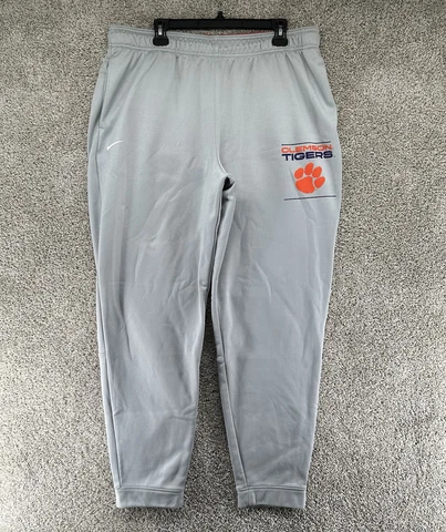 Nike Clemson Tigers Joggers Mens XL Gray Stretch NCAA Logo Elastic Waist Cover