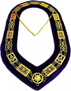 COLLAR MASÓNICO GRAN LODGE DORADO Cadena de Metal TERCIOPELO Púrpura Respaldo DMR-100GP - Imagen 1 de 2