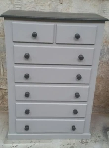 HANDMADE AYLESBURY NEXT (GREY&DARK GREY) CHEST OF 5+2 SOLID FURNITURE ASSEMBLED! - Picture 1 of 2