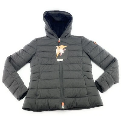 Save The Duck Women's Angy Stretch Charcoal Gray Hooded Jacket Size 2 ~ Medium - Image 1 of 4