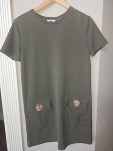Zara Kleid Größe Medium Knopf Detail olivgrün Pullover Kleid Neu - Bild 1 von 10