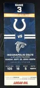 INDIANAPOLIS COLTS 2019 TICKET STUB v ATLANTA FALCONS - MINT! - Picture 1 of 1