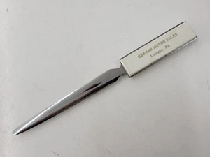 Vintage Silver And White 7" Letter Opener Advertising German Motor Sales Latrobe - Picture 1 of 8