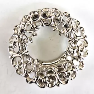 Vtg Western Germany Lacey Scroll Wreath Silver Tone Scarf Clip 1-1/2" - Picture 1 of 4