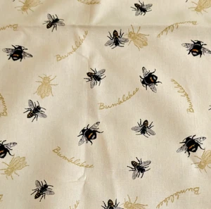 David Textiles Cotton Fabric Bumblebees on Soft Yellow 44" x 1½ Yards - Picture 1 of 6