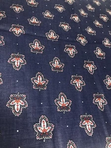 VTG Navy Blue Fleur De Lis Quilting Fabric Cranston Polished Cotton 2 Y F39 - Picture 1 of 5