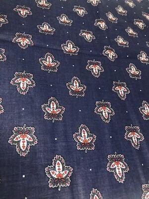 VTG Navy Blue Fleur De Lis Quilting Fabric Cranston Polished Cotton 2 Y F39 - Image 1 of 4