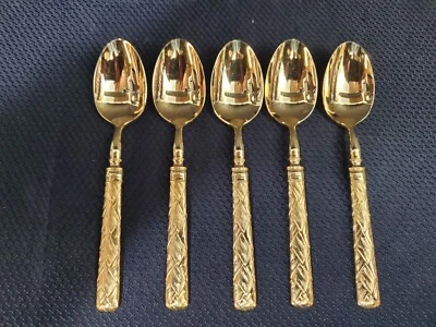 YAMAZAKI LASLO - TROIKA/ ATRIA GOLD - 5 Teaspoons 6 1/4" - Image 1 of 4