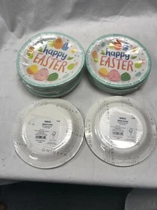 Lotto 10: Piatti di Carta Spritz Happy Easter 7" Bianco formato snack uova NUOVI sigillati - Foto 1 di 5