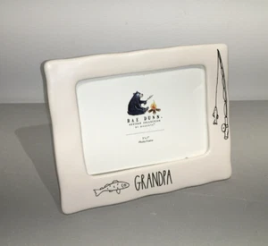 RAE DUNN PHOTO FRAME "FISHING/GRANDPA" WHITE MATTE FINISH 5X7 PHOTO (NEW) - Picture 1 of 2