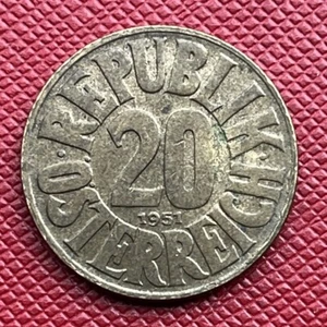 Austria 1951 Aluminum Bronze 20 Groschen. High Grade. Lustrous.. KM# 2877 - Picture 1 of 2