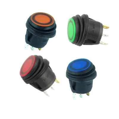 IP65 DC rocker switch with LED, Ø 25mm, ON/OFF 10A/24V, built - in control switch - Image 1 of 2