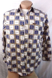 WOOLRICH Angelhemd Blau Gold Geometrisch LS Herren L Camp Freizeit 100% Baumwolle - Bild 1 von 8