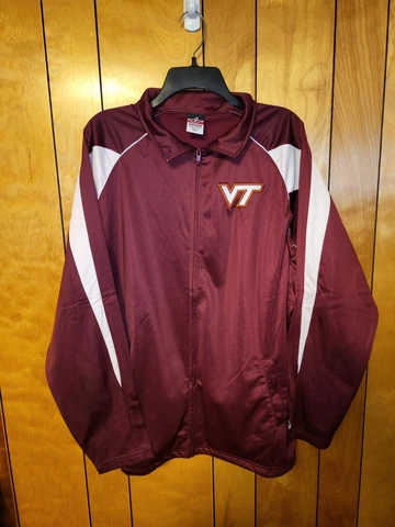 Virginia Tech Jacket Mens XL Full Zip Maroon VT Logo Hokies Track Jacket NCAA E3 Cover