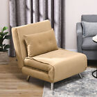 HOMCOM Fotel do spania Fotel składany z funkcją łóżka Pojedyncza sofa z poduszką Aksamitny wygląd