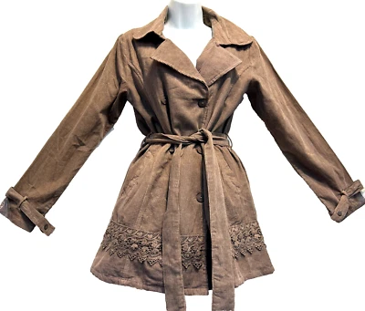 Nwt SACRED THREADS boho light brown lace corduroy JACKET COAT TOP M Free shippin - Image 1 of 4
