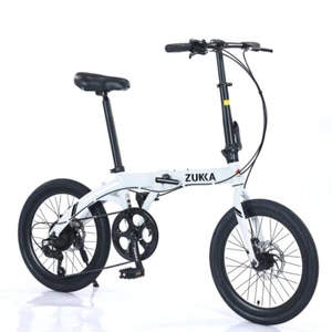 20 " Folding City Bike Aluminum Frame 7 Speed Folding Bike White - Picture 1 of 5