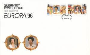 Queen Elizabeth II Princess Anne EUROPA GB Guernsey FDC 1996 (151446) - Picture 1 of 1