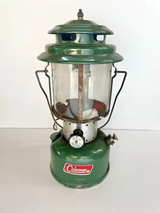 Coleman Vintage Lantern 220F195 Two Mantle Camping Lantern Pyrex Globe 8/1971 - Picture 1 of 9