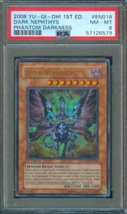 2008 YU-GI-OH 1st edition DARK NEPHTHY'S Holo #PTDN-EN018 PSA 8 - Picture 1 of 2