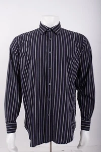 Apt. 9 Mens Black Striped Long Sleeve Button Down Dress Shirt Sz Large - Picture 1 of 5