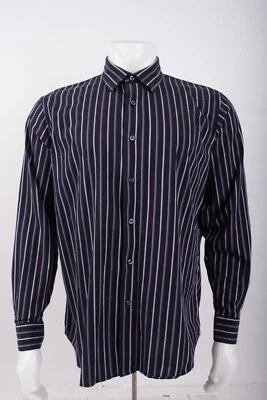 Apt. 9 Mens Black Striped Long Sleeve Button Down Dress Shirt Sz Large - Image 1 of 4