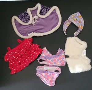 Build A Bear Clothes Lot 6 pcs Leopard Cloak Headband Fleece Vest Shirt Swimsuit - Picture 1 of 10