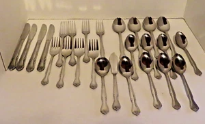 Sango Edelstahl Besteck Rose Blume Silberbesteck Japan 26-teiliges Set - Bild 1 von 5