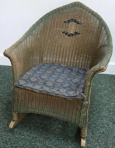 Antique F.A. Whitney Wicker Victorian Child's Rocking Chair Packer No. 1 - 24" T Cover