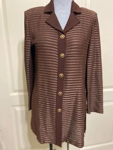 St John Collection Marie Gray Womens Brown  Cardigan Jacket Size 8 - Picture 1 of 6