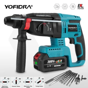 BürstenlosElektrohammer Akku Bohrhammer Bohrmaschine Schlagbohrmaschine Hammer - Bild 1 von 30