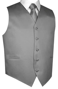 Men's Satin Tuxedo Vest, Tie and Hankie. Formal Dress Wedding Prom Homecoming - Picture 1 of 62