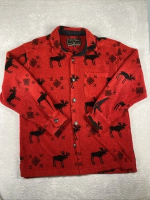 True Grit Moose Button Down Fleece Sweater/Shirt Adult Medium Western Alpine USA - Image 1 of 4