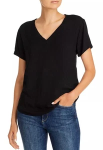 BELLA DAHL sz L Black Rayon V-Neck High Low T-Shirt MINT - Picture 1 of 6