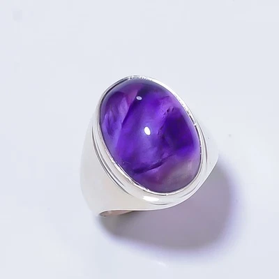 Amatista - Mashamba 925 Plata de Ley Solitario Hecho a Mano Anillo s.8.5 A367 Foto 1 de 4