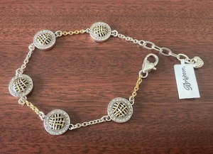 NUEVO CON ETIQUETAS Brighton Anillos de Neptuno Plata, Oro Cristal Tejido Estación Brazalete $138 - Imagen 1 de 3