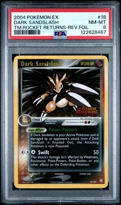 2004 POKEMON EX TEAM ROCKET RETURNS #18 DARK SANDSLASH-REVERSE FOIL PSA 8 - Image 1 of 2