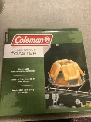 NEW Vintage Coleman Camping Stove 4 Slice Toaster Aluminum Camp Cook Hike NOS - Image 1 of 3