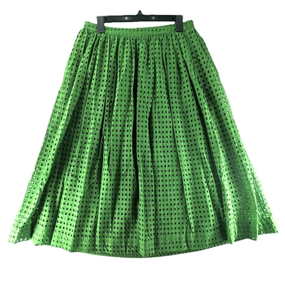Kate Spade New York Target Skirt Womens Size M Kelly Green Eyelet Midi Pockets - Image 1 of 4