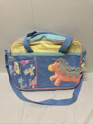 Bolsa de pañales y biberón Baby Boom vintage azul pastel con animales Foto 1 de 4