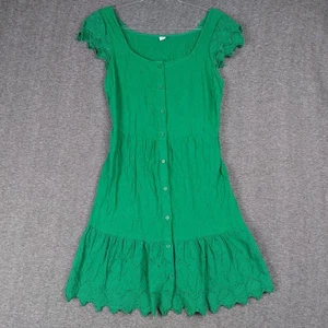 Old Navy DAMEN GRÜN ÖSEN KNOPFLEISTE COTTAGECORE FEE KLEID GRÖSSE MEDIUM - Bild 1 von 8