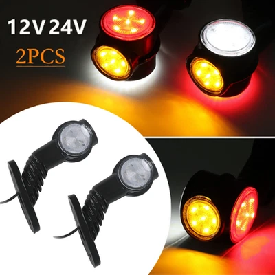 2x 12V 24V LED Side Outline Stalk Marker Light Trailer Truck Indicator Lamp - Image 1 of 4