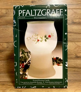 PFALTZGRAFF  WINTERBERRY - FROSTED FLOATING CANDLE VASE - CHRISTMAS DECOR & BOX - Picture 1 of 4