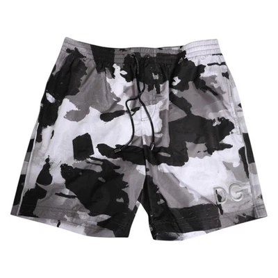 DOLCE & GABBANA Swimwear Black White Camouflage DG Logo Men IT4/US S $570 - Image 1 of 4