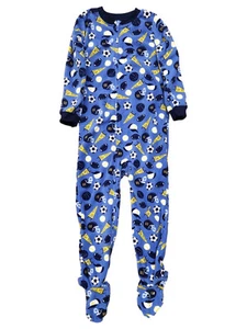 Carter's Boys Blue Fleece Sports Themed Sleeper Pajamas Size 5 - Picture 1 of 2