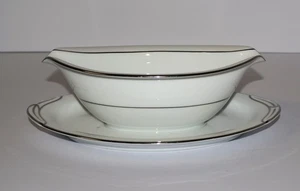 Noritake Derry (5931) Sauciere mit aufgesetzter Unterplatte | Platinverkleidung - Bild 1 von 5